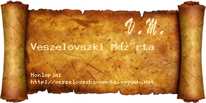 Veszelovszki Márta névjegykártya